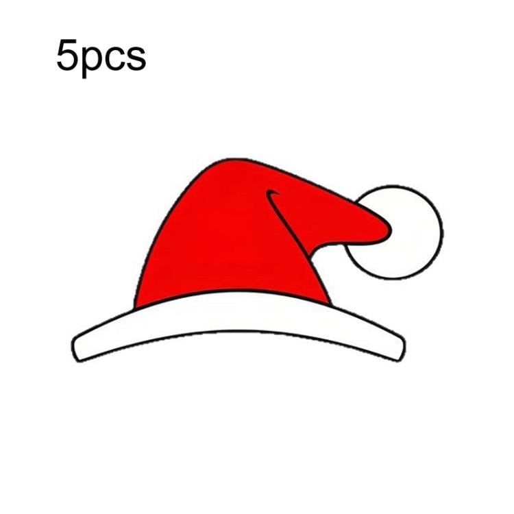 5pcs Waterproof Christmas Hat Car Window Decals Holiday Automotive Stickers - Red