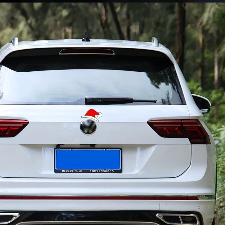 5pcs Waterproof Christmas Hat Car Window Decals Holiday Automotive Stickers - Red