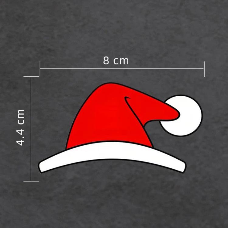 5pcs Waterproof Christmas Hat Car Window Decals Holiday Automotive Stickers - Red