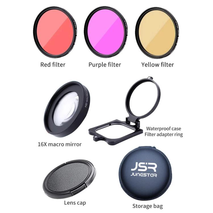 JSR Filter Adapter Ring+Lens Cover For GoPro HERO13/12/11/10/9/8 Black Action Camera