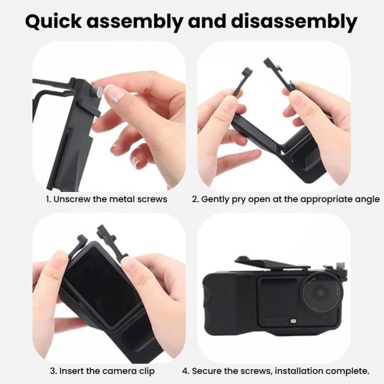 For DJI Osmo Action 6 Street Photo Handle Action Camera Handheld Bracket Cage Accessory, Spec: Frame Black