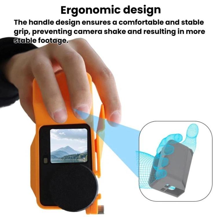 For DJI Osmo Action 6 Street Photo Handle Action Camera Handheld Bracket Cage Accessory, Spec: Frame+Lens Cap Oramge