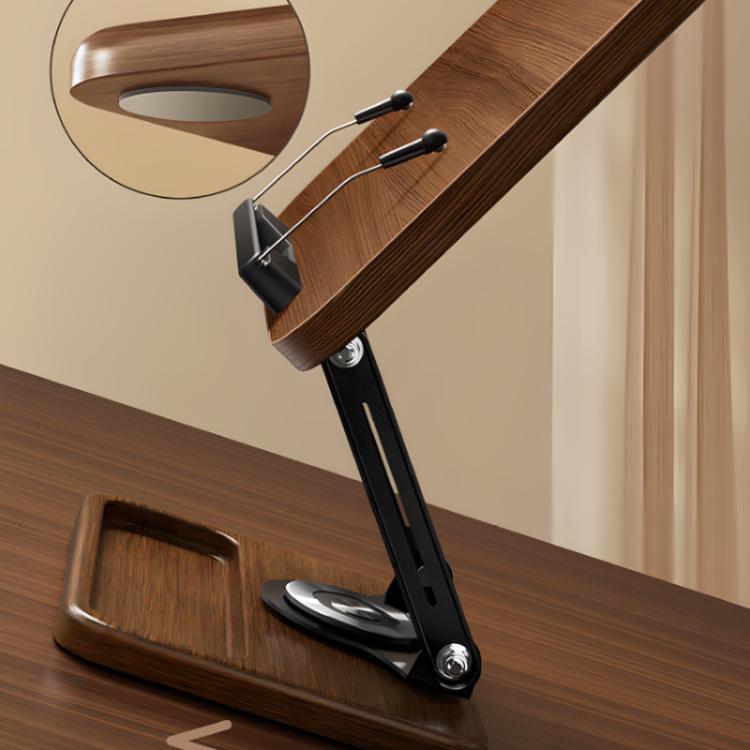 Wood 360-degree Rotating Adjustable Reading Stand with Hidden Spring Clip and Storage Groove - FBSG-064904