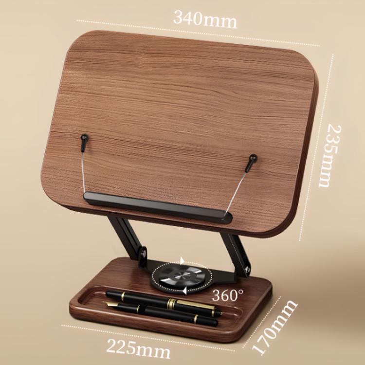 Wood 360-degree Rotating Adjustable Reading Stand with Hidden Spring Clip and Storage Groove - FBSG-064904