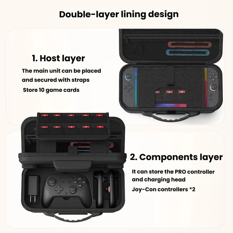 For Nintendo Switch 2 STARTRC GAMES Double Storage Bag Large Capacity Tote Bag - Black