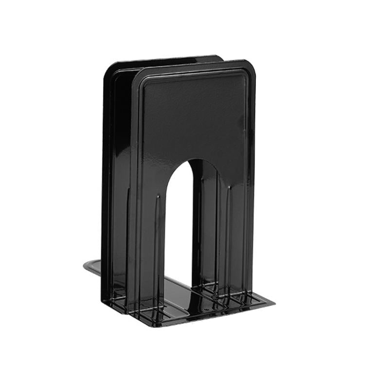 2pcs /Pack T-Shaped Metal Bookends Pen-Style Book Stands & Book Organizers for Shelves and Desk, Size: Medium Black