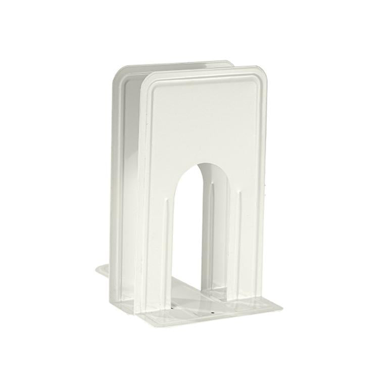 2pcs /Pack T-Shaped Metal Bookends Pen-Style Book Stands & Book Organizers for Shelves and Desk, Size: Medium White