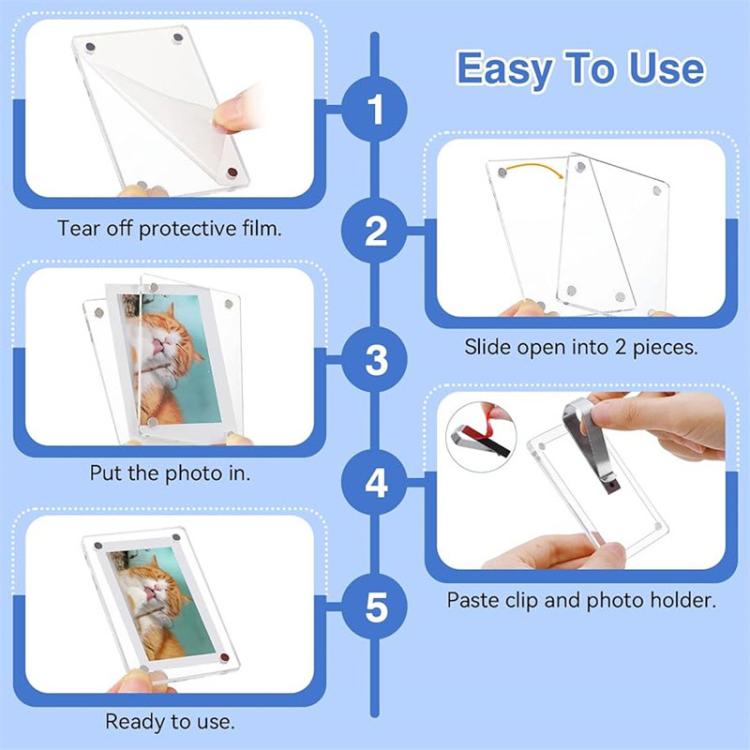 2pcs Acrylic Car Sun Visor Photo Clip Holder Magnetic Polaroid Clip - Transparent