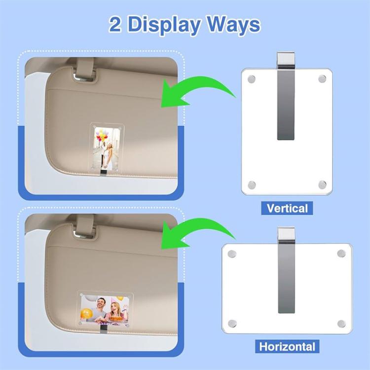 2pcs Acrylic Car Sun Visor Photo Clip Holder Magnetic Polaroid Clip - Transparent