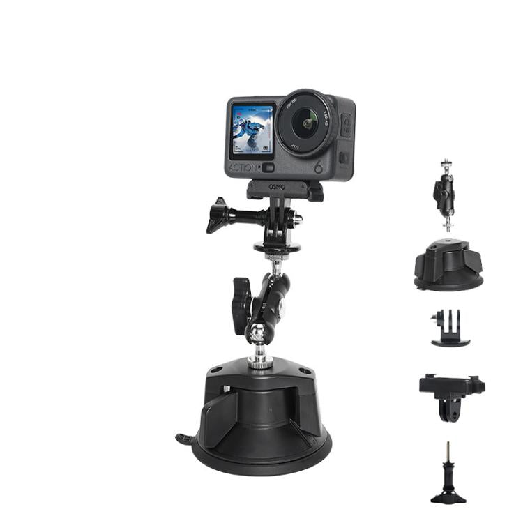 For DJI Osmo Action 6 Suction Cup Mount 360-degree Rotatable Car Windshield Mount with Vacuum Base - Black