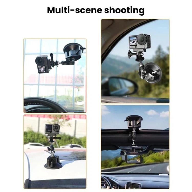 For DJI Osmo Action 6 Suction Cup Mount 360-degree Rotatable Car Windshield Mount with Vacuum Base - Black