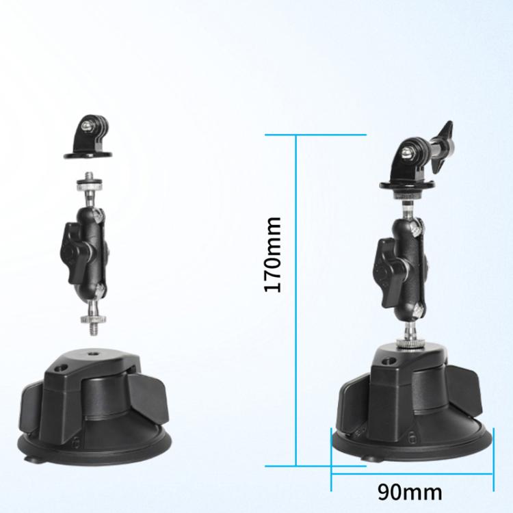 For DJI Osmo Action 6 Suction Cup Mount 360-degree Rotatable Car Windshield Mount with Vacuum Base - Black