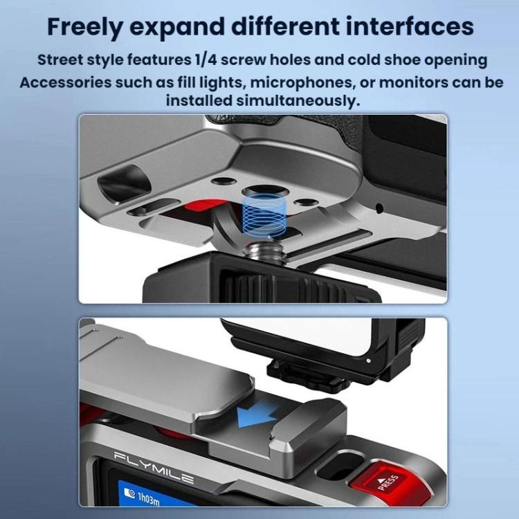 For DJI Osmo Action 6 Flymile Extended Cage Protective Frame Kit - Silver