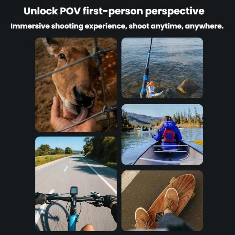 For Insta360 GO Ultra Flymile Magnetic Neck Clip Camera Mount - Black