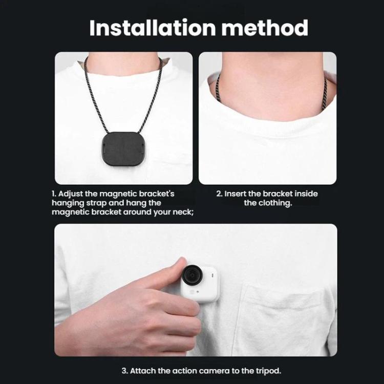 For Insta360 GO Ultra Flymile Magnetic Neck Clip Camera Mount - Black
