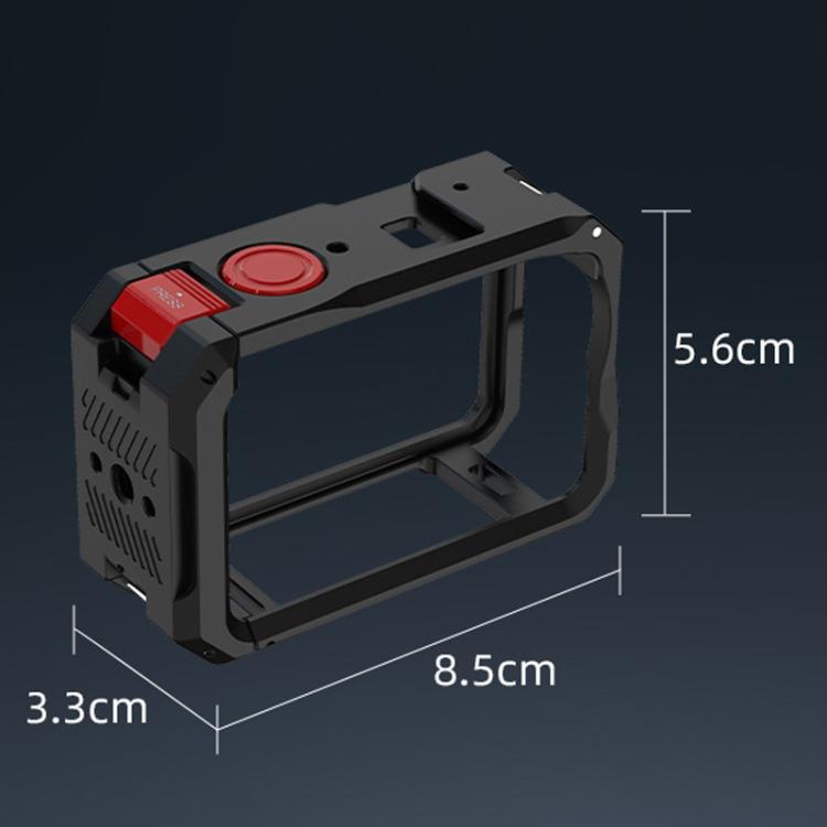 For DJI Osmo Action 6 Flymile Camera Cage Metal Protective Frame Expansion Case - Black Red