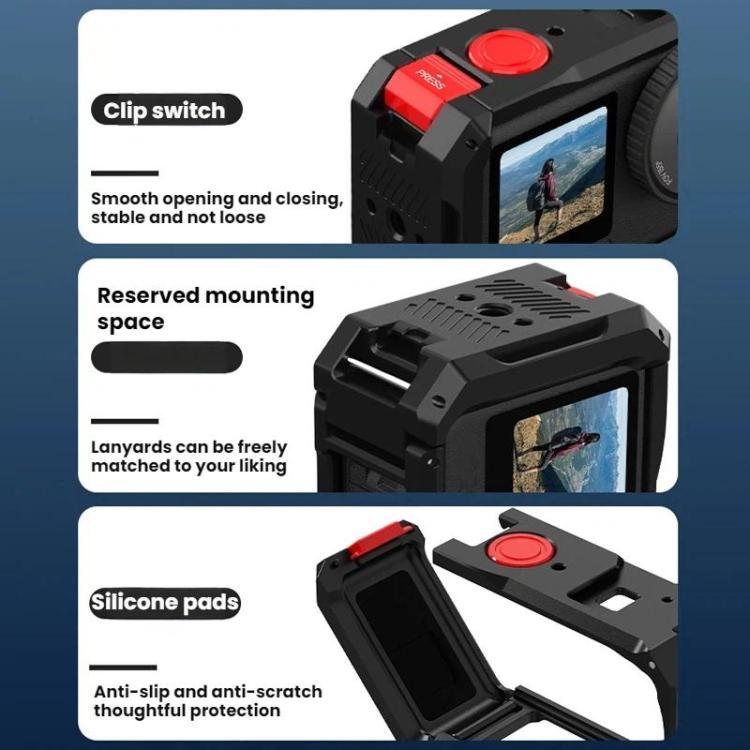 For DJI Osmo Action 6 Flymile Camera Cage Metal Protective Frame Expansion Case - Black Red
