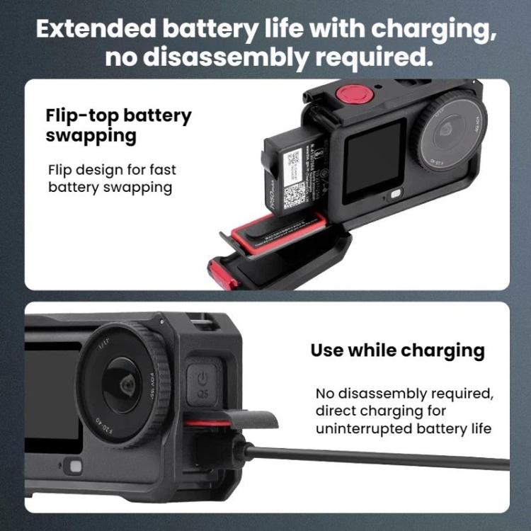 For DJI Osmo Action 6 Flymile Camera Cage Metal Protective Frame Expansion Case - Black Red