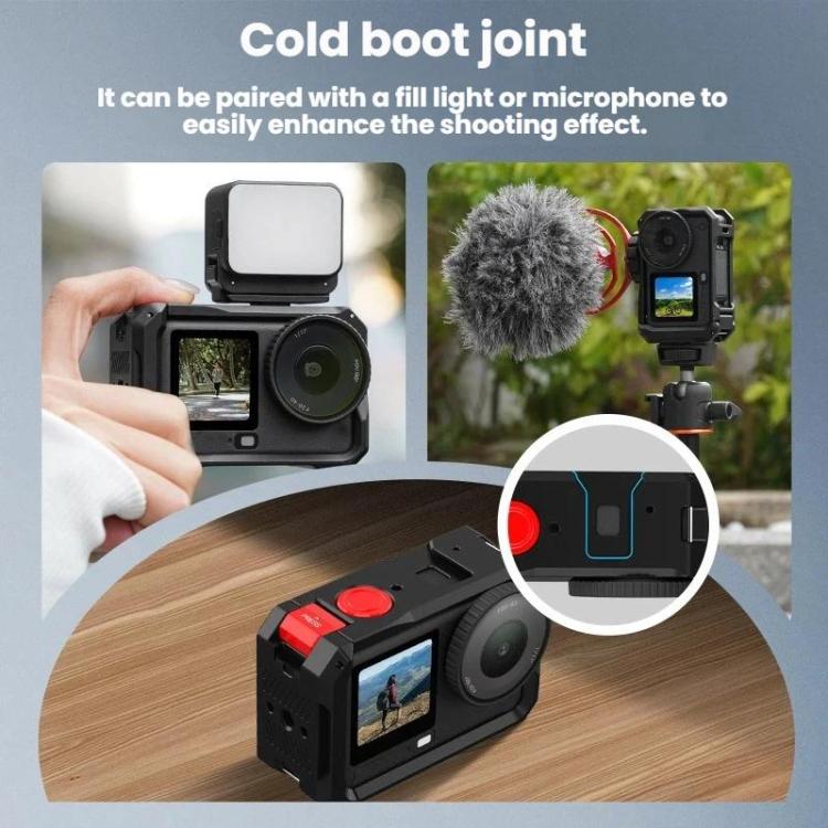 For DJI Osmo Action 6 Flymile Camera Cage Metal Protective Frame Expansion Case - Black Red