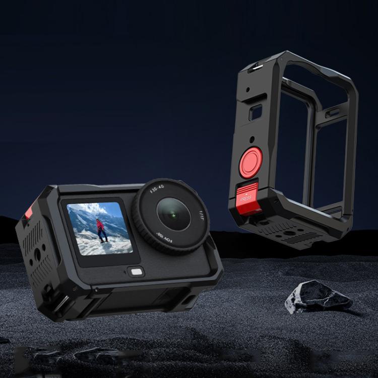 For DJI Osmo Action 6 Flymile Camera Cage Metal Protective Frame Expansion Case - Black Red
