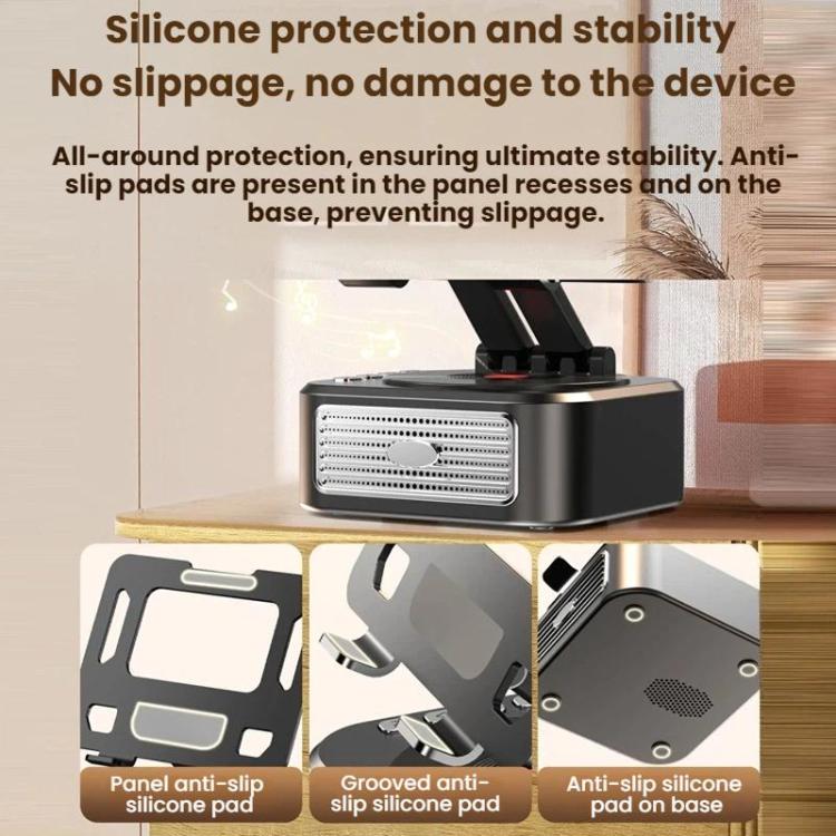 3 in 1 Multifunctional Tablet/Phone Stand with Bluetooth Speaker - Black