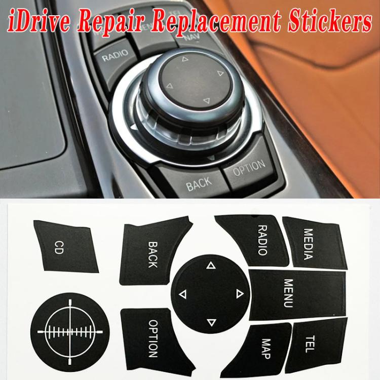 For BMW 3 Series / 5 Series 10sets IDrive Panel Button Repair Stickers - Black