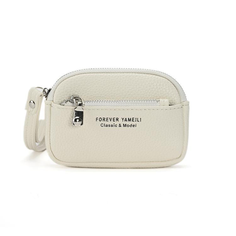 Yameili Women Zip Coin Purse Card Holder Cute Minimalist Wallet with Dual Zipper Pockets