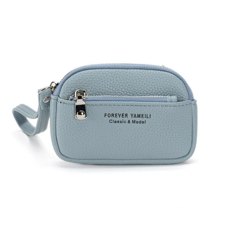 Yameili Women Zip Coin Purse Card Holder Cute Minimalist Wallet with Dual Zipper Pockets