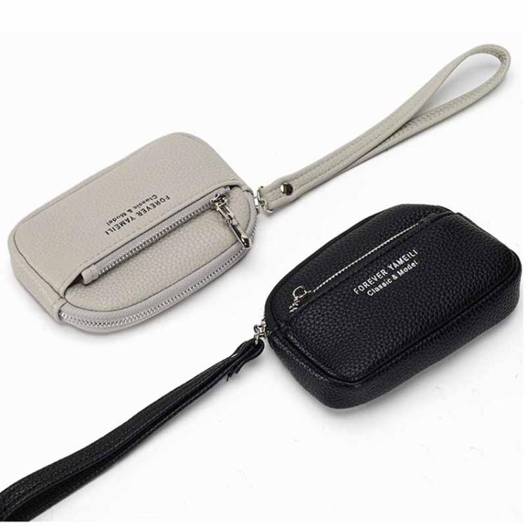Yameili Women Zip Coin Purse Card Holder Cute Minimalist Wallet with Dual Zipper Pockets