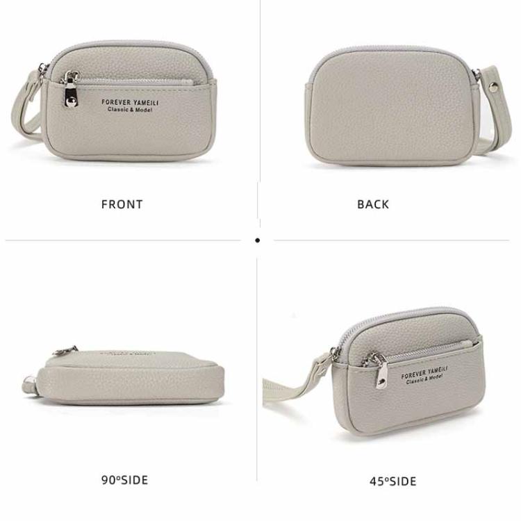 Yameili Women Zip Coin Purse Card Holder Cute Minimalist Wallet with Dual Zipper Pockets