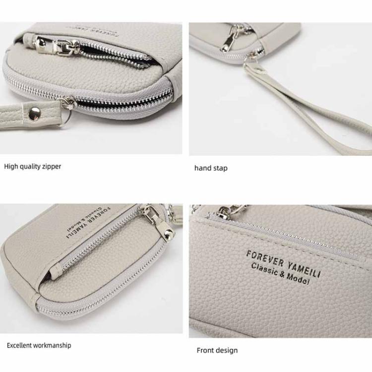 Yameili Women Zip Coin Purse Card Holder Cute Minimalist Wallet with Dual Zipper Pockets