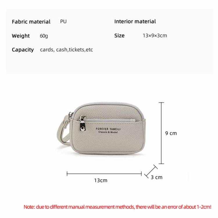 Yameili Women Zip Coin Purse Card Holder Cute Minimalist Wallet with Dual Zipper Pockets