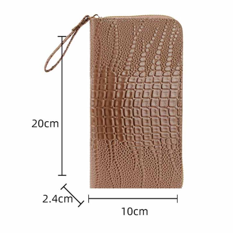 Women Long Alligator Pattern Wallet Multi-Card Holder Wristlet Clutch with Textured Shiny Finish