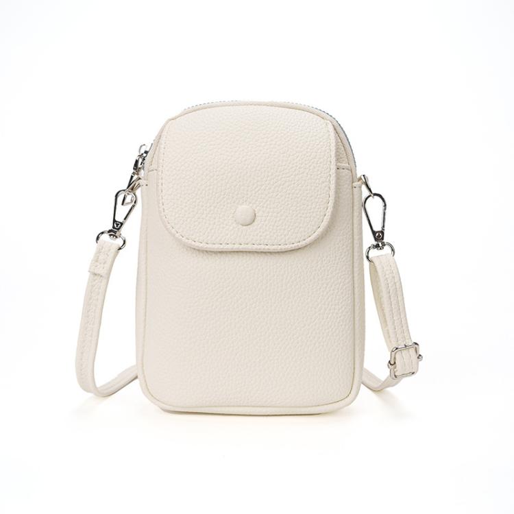 Women Solid Color Pebble Grain Flap Phone Bag Versatile Commuting Shoulder Crossbody Bag