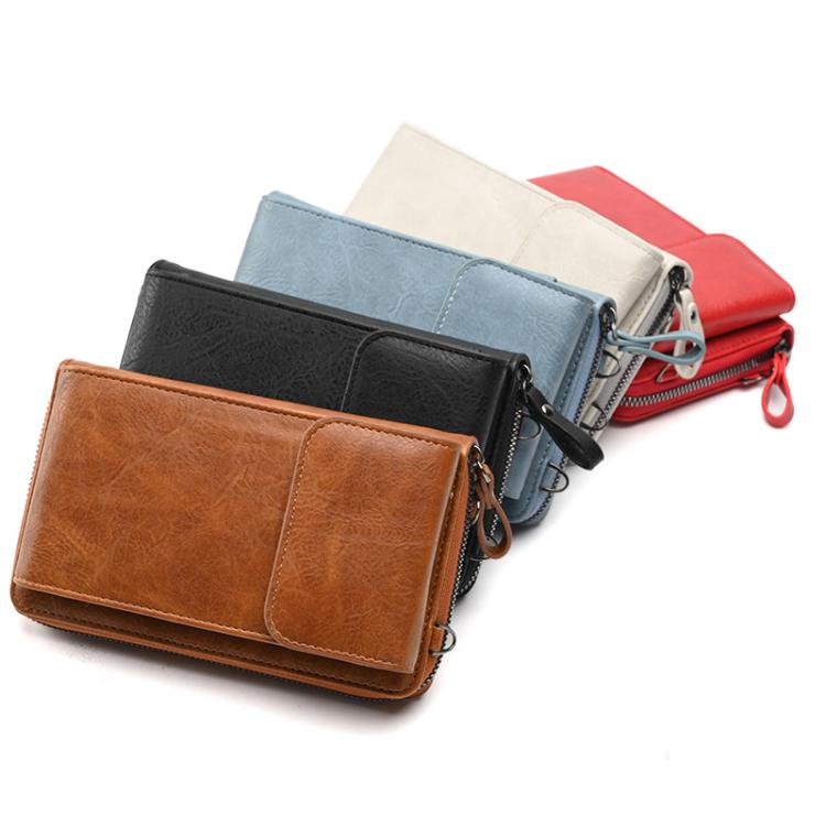 Women Vertical Multi-functional Phone Wallet Shoulder Crossbody Bag with Flip Cover PU Leather Purse