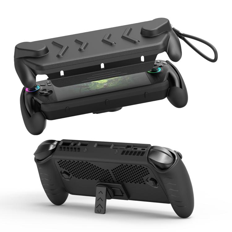 For ASUS ROG Xbox Ally / Ally X Console JYS Full-Cover Case TPU Base & Hard ABS Top Shell with Kickstand - Black