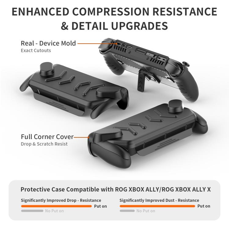 For ASUS ROG Xbox Ally / Ally X Console JYS Full-Cover Case TPU Base & Hard ABS Top Shell with Kickstand - Black