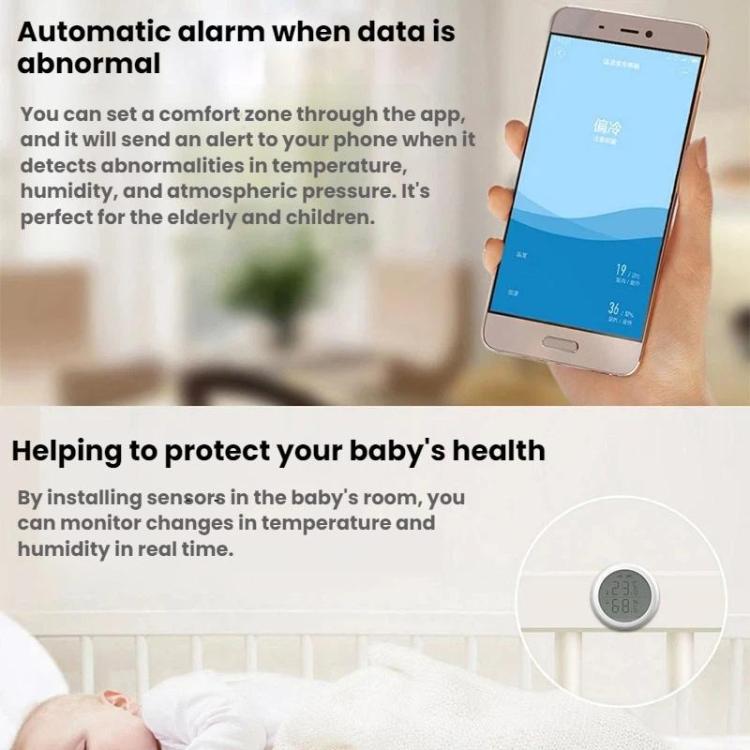 Tuya Smart ZigBee Sensor Smart Temperature Humidity Detector - White