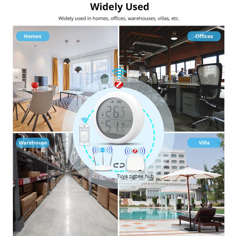 Tuya Smart ZigBee Sensor Smart Temperature Humidity Detector - White