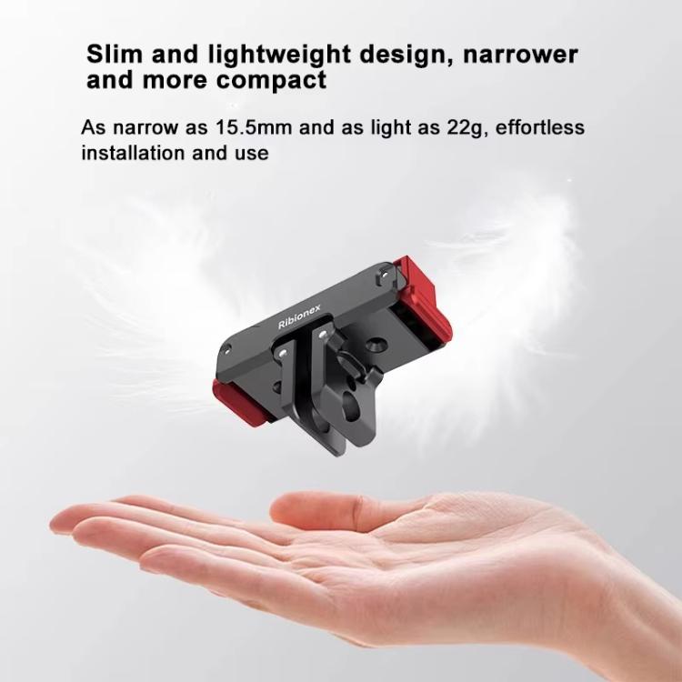 For DJI Osmo Action 6 / Nano Ribionex Dual-Sided Magnetic Quick-release Adapter Mount with 2-Claw and 1/4-inch Tripod Thread - Black