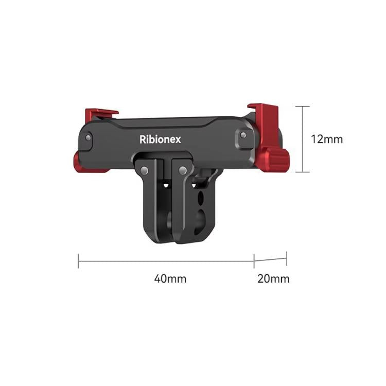 For DJI Osmo Action 6 / Nano Ribionex Dual-Sided Magnetic Quick-release Adapter Mount with 2-Claw and 1/4-inch Tripod Thread - Black