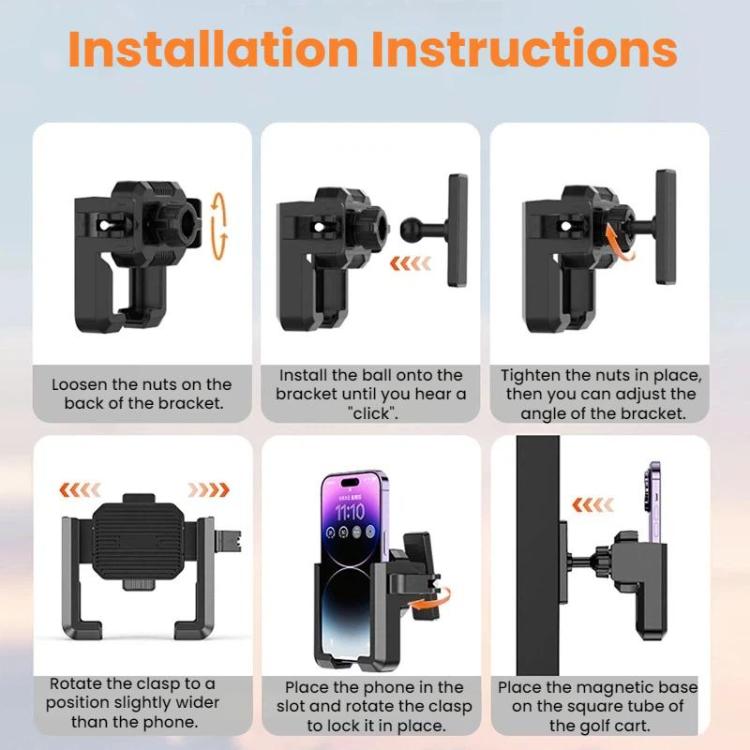 Golf Cart Magnetic No Block The Camera Lens Phone Holder - YYS-728