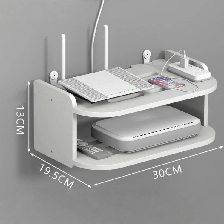 2-Tier Storage Shelf For TV Box & Router Drill-Free Wall-Mounted Organizer Box, Size: 30cm