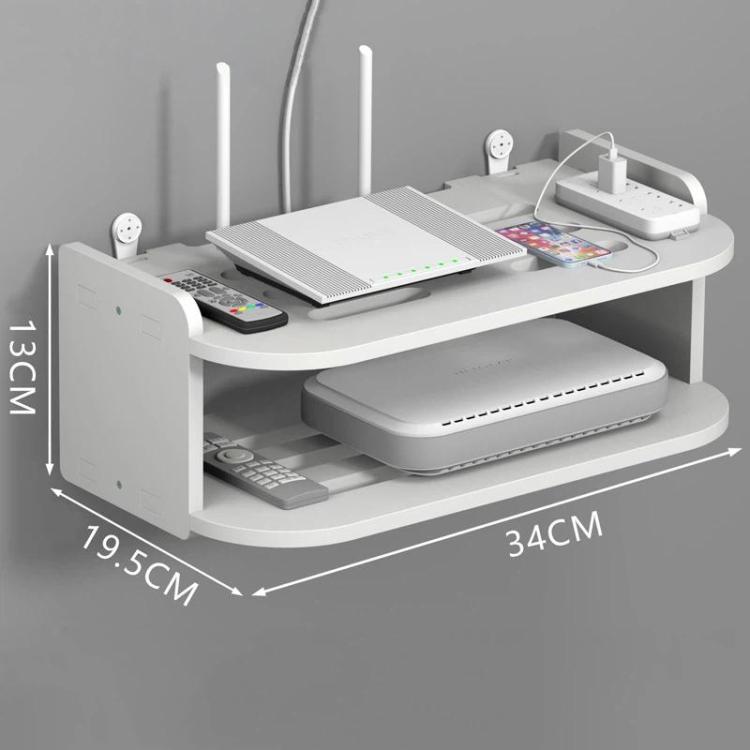 2-Tier Storage Shelf For TV Box & Router Drill-Free Wall-Mounted Organizer Box, Size: 35cm