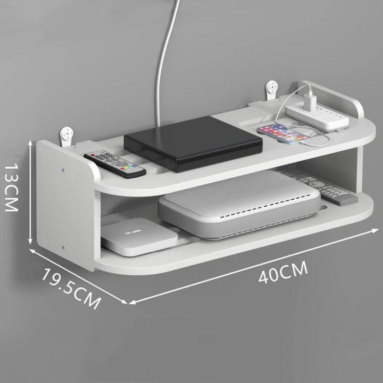 2-Tier Storage Shelf For TV Box & Router Drill-Free Wall-Mounted Organizer Box, Size: 40cm