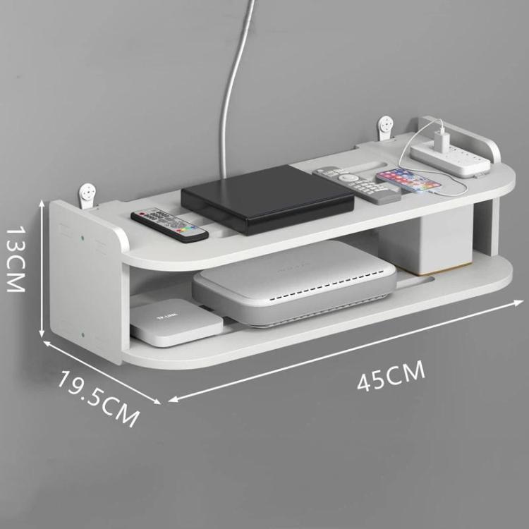 2-Tier Storage Shelf For TV Box & Router Drill-Free Wall-Mounted Organizer Box, Size: 45cm