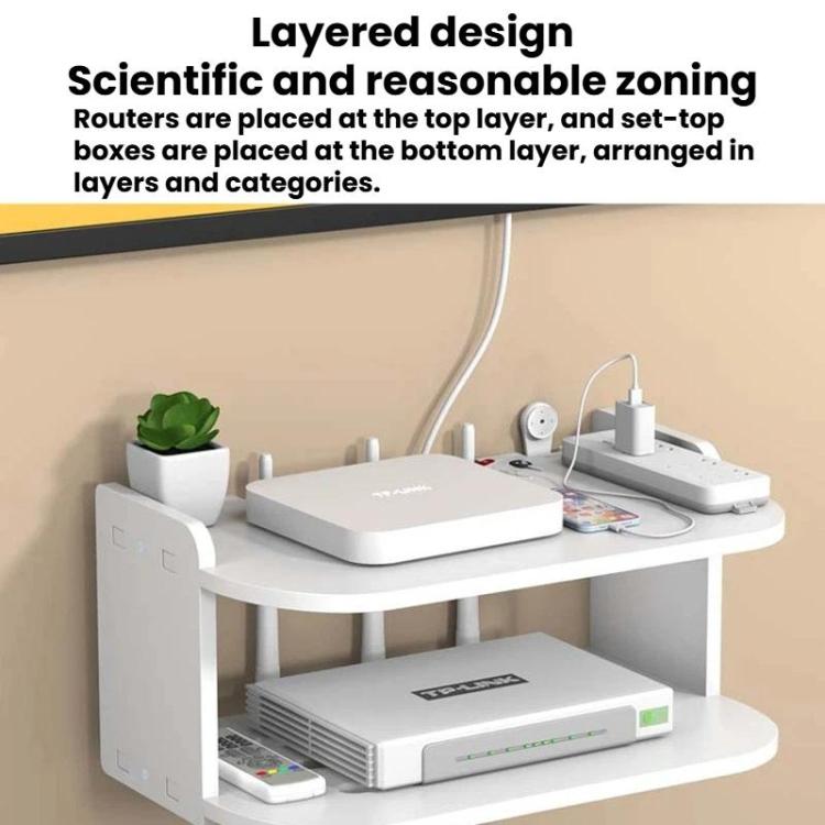 2-Tier Storage Shelf For TV Box & Router Drill-Free Wall-Mounted Organizer Box, Size: 45cm