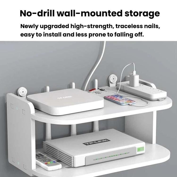 2-Tier Storage Shelf For TV Box & Router Drill-Free Wall-Mounted Organizer Box, Size: 40cm