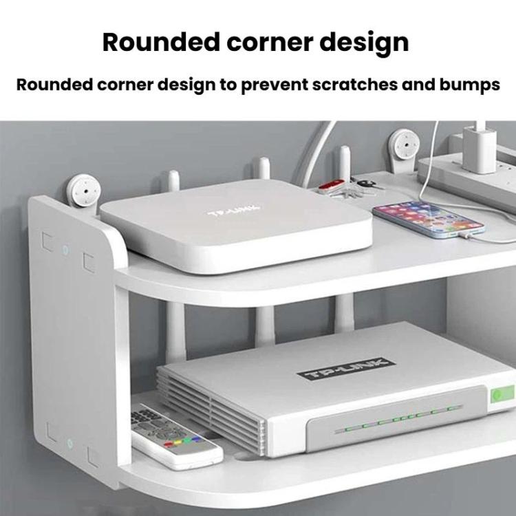 2-Tier Storage Shelf For TV Box & Router Drill-Free Wall-Mounted Organizer Box, Size: 45cm