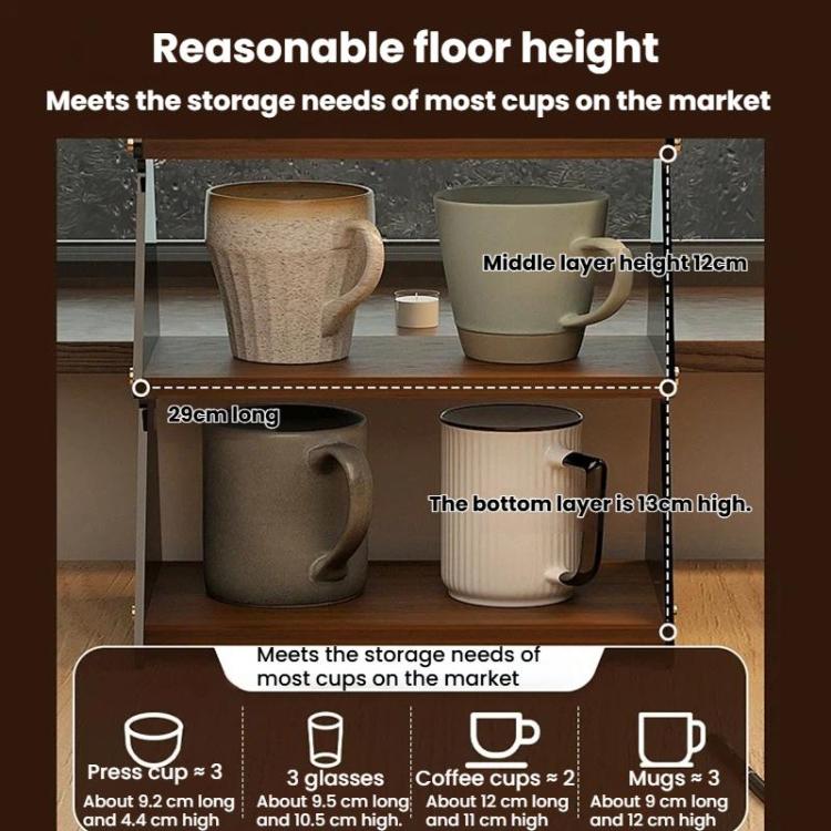 Household Double-Layer Cup Storage Shelf Coffee Cup Shelf For Water Bar, Style: Pine Tree Black